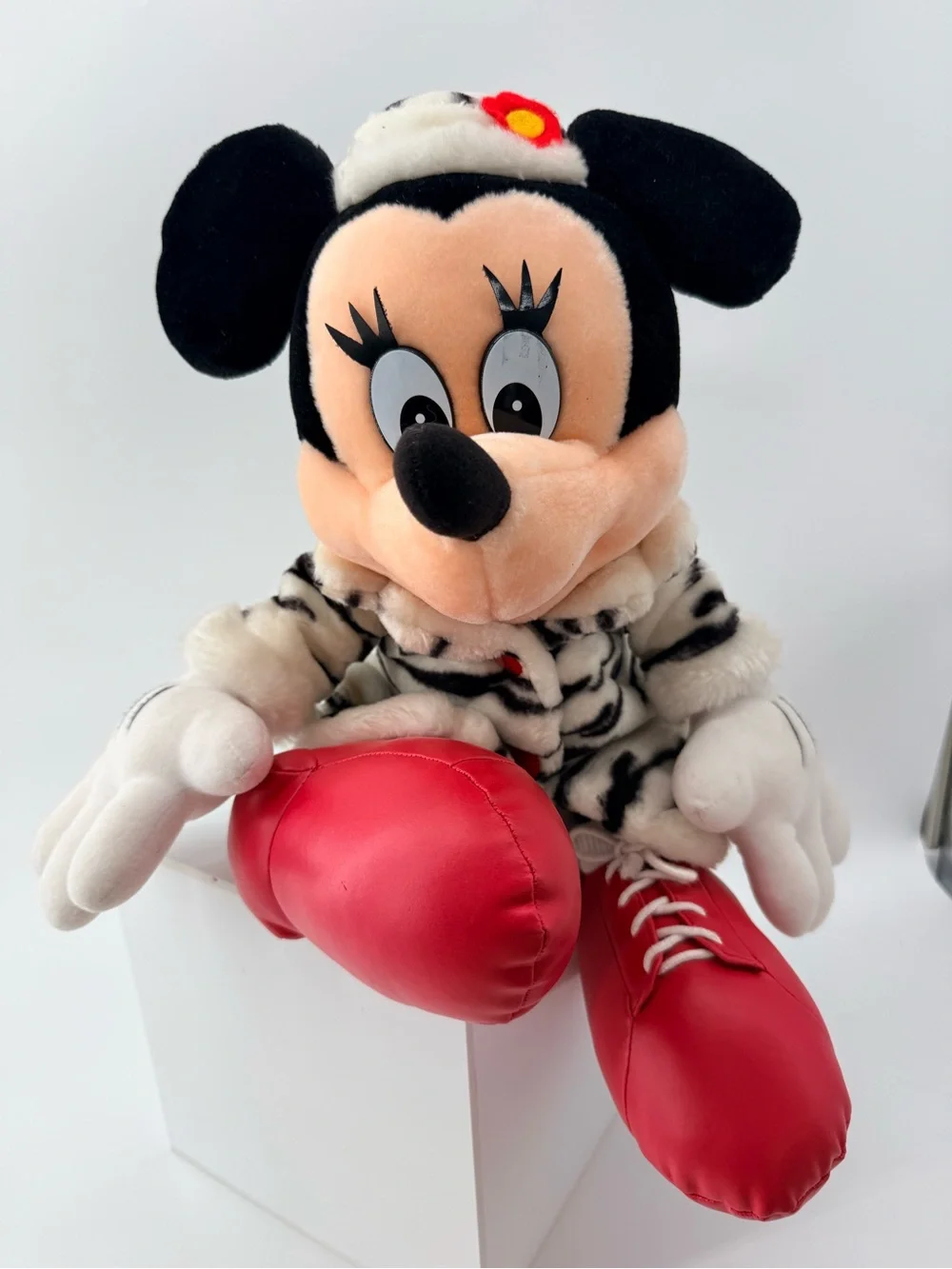Disney Minnie Mouse Plush in Zebra Coat with Red Shoes